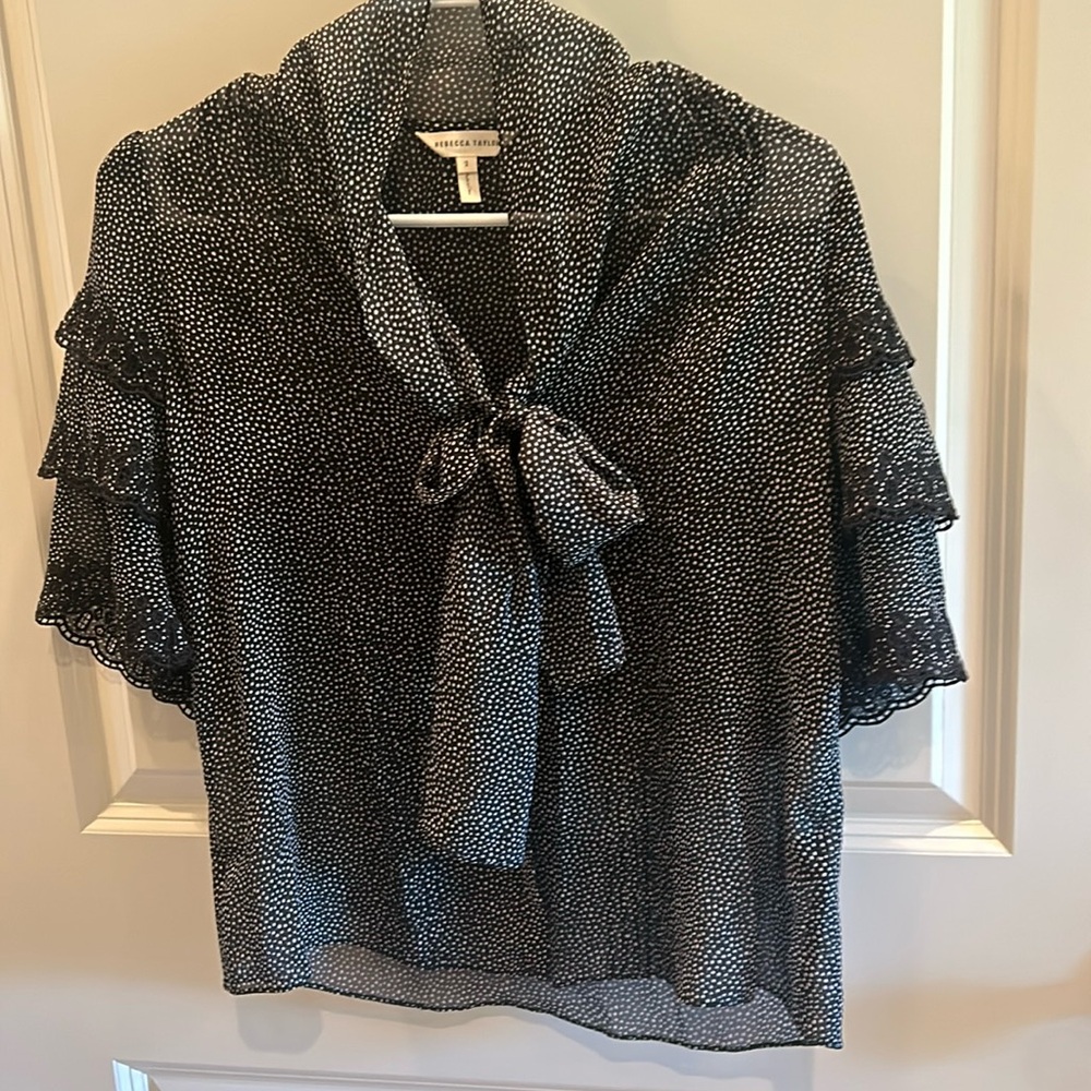 Rebecca Taylor Tiered Sleeve Front Bow top